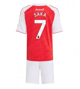 Arsenal Bukayo Saka #7 Jalkapallovaatteet Lasten Kotipeliasu 2025-26 Lyhythihainen (+ Lyhyet housut)